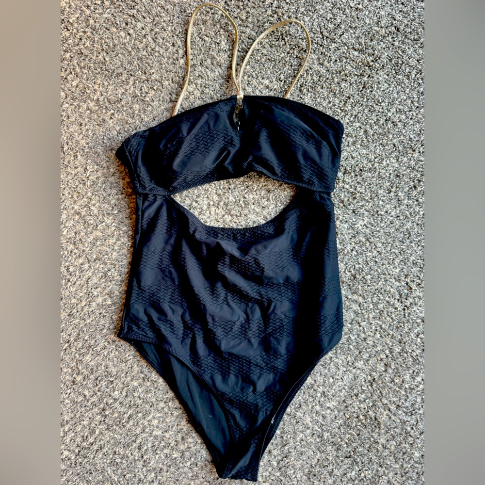 Aerie Black Cutout One Piece cheeky swimsuit